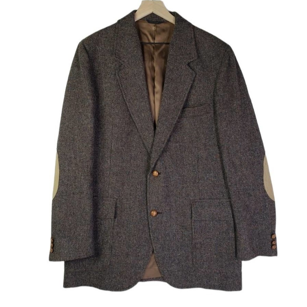 Vintage Pendleton Wool Plaid Sport Coat‎ Men's 44 Long Elbow Patch 44L Brown